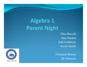 CC Algebra I Parent Night