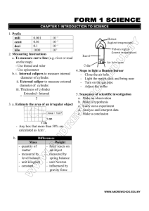 FORM 1 SCIENCE NOTES