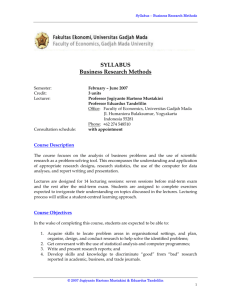 SYLLABUS Business Research Methods - FEB UGM