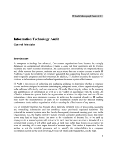 Information Technology Audit: General Principles