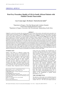 Post-Frey Procedure Quality of Life in South African Patients with