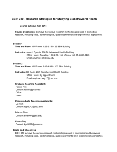 BB H 310 Research Strategies for Studying Biobehavioral Health