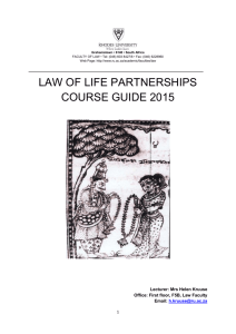 LAW OF LIFE PARTNERSHIPS COURSE GUIDE 2015