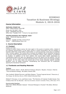 ECON542 Taxation & Business Strategy Module 2, 2015-2016