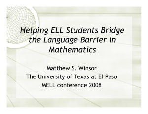 Helping ELL Students Bridge the Language Barrier in Mathematics
