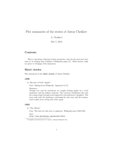 Plot summaries of the stories of Anton Chekhov