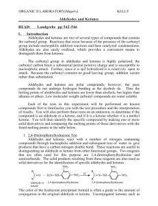 ORGANIC II LABORATORY(Major's) KELLY Aldehydes and Ketones
