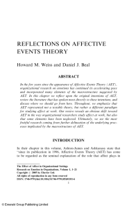 Reflections on Affective Events Theory : The Effect of Affect in