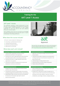 AAT Level 1 Access What does the course include? What does each