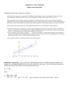 Assignment 2: Team Assignment Simple Linear Regression