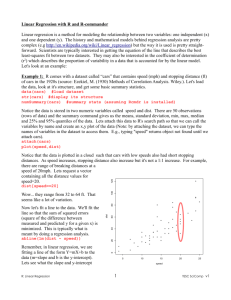 Linear Regression with R and R-commander Linear regression is a