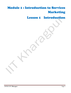 Module 1 : Introduction to Services Marketing Lesson 1 Introduction