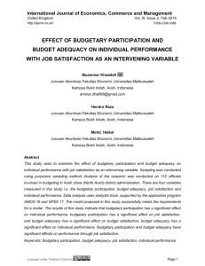effect of budgetary participation and budget adequacy on individual