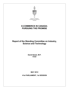 E-COMMERCE IN CANADA - Parlement du Canada
