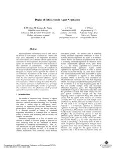 Degree of satisfaction in agent negotiation - E