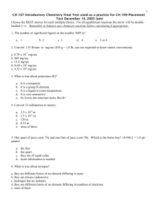 CH 107 Introductory Chemistry Final Test