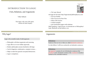 INTRODUCTION TO LOGIC Sets, Relations, and
