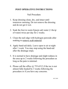 POST OPERATIVE INSTRUCTIONS Nail Procedure 1. Keep