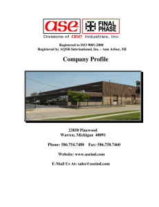 Company Profile - ASE Industries, Inc