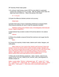 AP Chemistry Midterm Review Worksheet