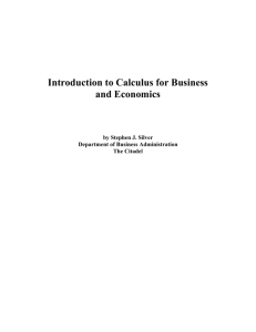 Introduction to Calculus for Business and Economics