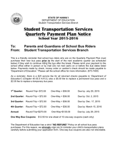 Student Transportation Services Quarterly Payment Plan Notice