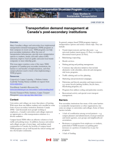 Transportation demand management at Canada's post