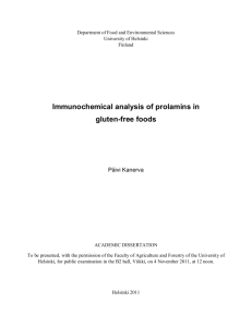 Immunochemical analysis of prolamins in gluten-free foods