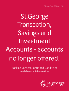 St.George Transaction, Savings and Investment Accounts