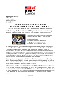 Ontario College Application Service Awarded 1st Place in PESC