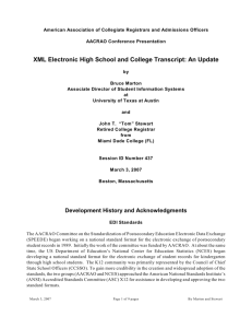 XML Electronic High School and College Transcript: An