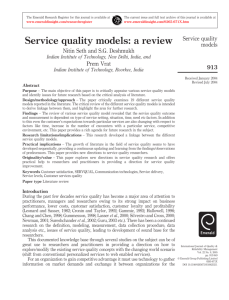 Service quality models: a review