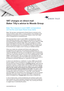 VAT charges on direct mail Baker Tilly's advice to Woods Group