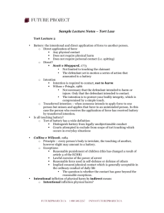 Sample Lecture Notes – Tort Law