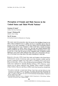 Perception of female and male success in the united states and third