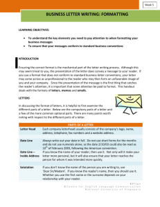 business letter writing: formatting