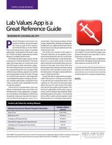 Lab Values App - ADVANCE for Physical Therapy & Rehab Medicine