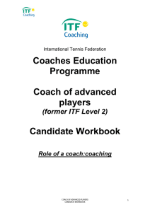 ITF Coach Advanced workbook - ITF Tennis