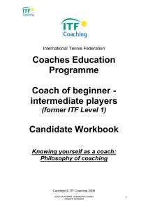 Coaches Education Programme Coach of beginner