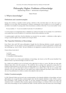 handout on Knowledge - University of St Andrews