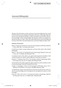 Annotated Bibliography on A Priori Knowledge