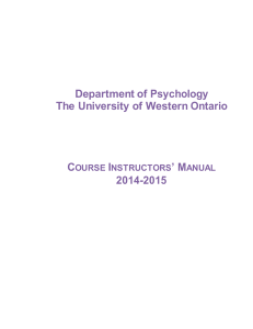 Department of Psychology The University of Western Ontario 2014