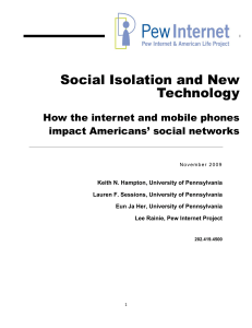 Social Isolation and New Media - Pew Internet & American Life Project