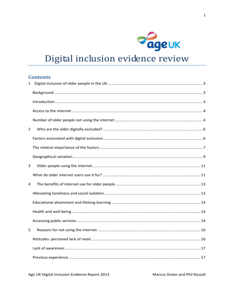 Digital inclusion evidence review