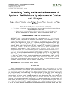 Optimizing Quality and Quantity-Parameters of Apple cv. 'Red