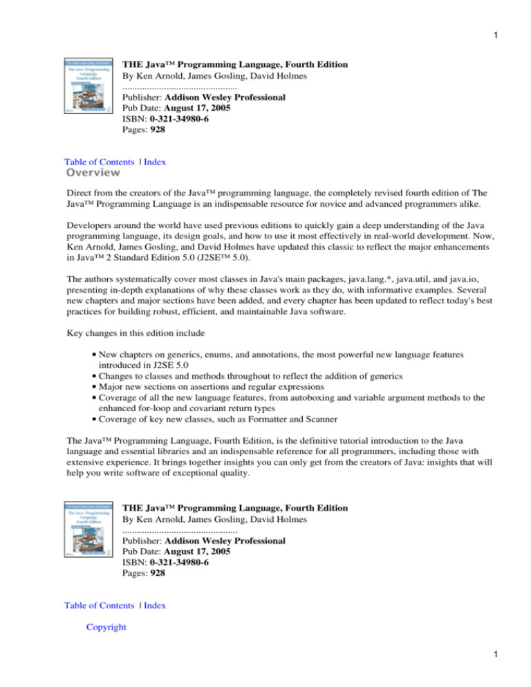 The Java Programming Language Fourth Edition