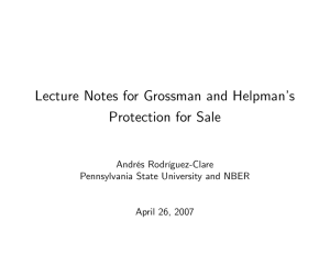 Lecture Notes for Grossman and Helpmanbs Protection for Sale
