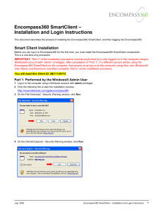 Encompass360 SmartClient – Installation and Login Instructions