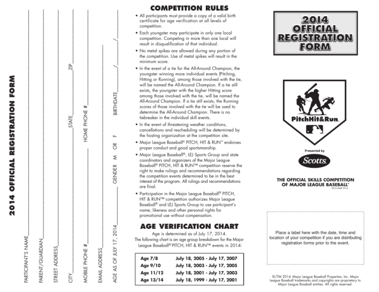 Pitch Hit Run Registration Form