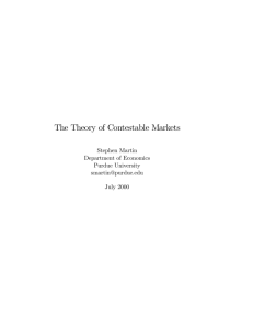 The Theory of Contestable Markets - Krannert